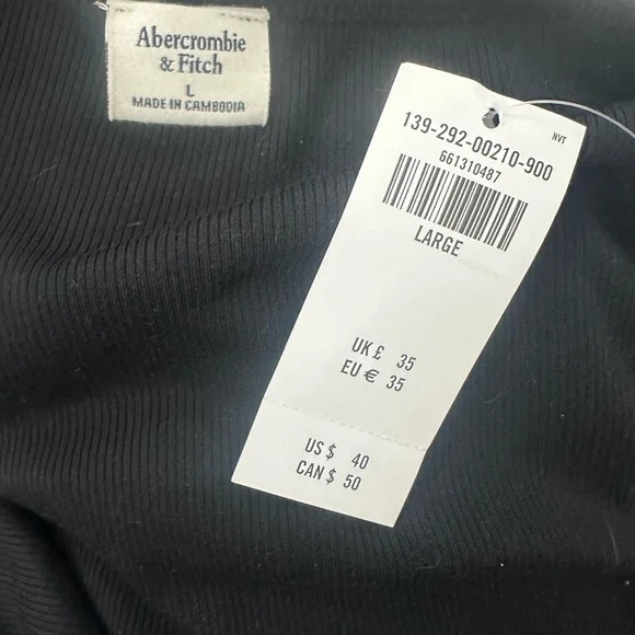 Abercrombie Black Button Front Tank Top Sleeveless L NWT - Picture 3 of 3